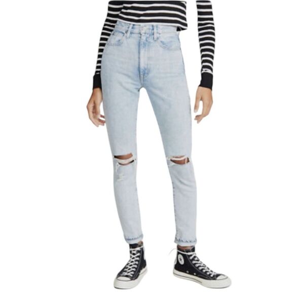 NWT SLVRLAKE Women's Blue Beatnik High-Rise Slim Jeans Size 24 Time Worn Wash - Picture 1 of 16